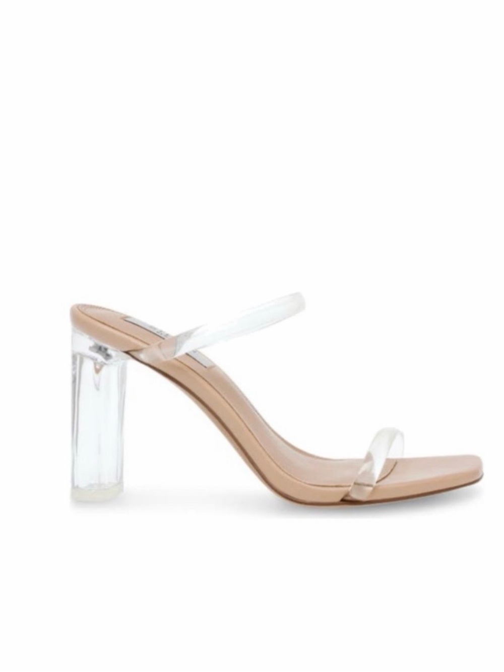 Steve Madden Nude Sandal with Clear Block Heel 8.5